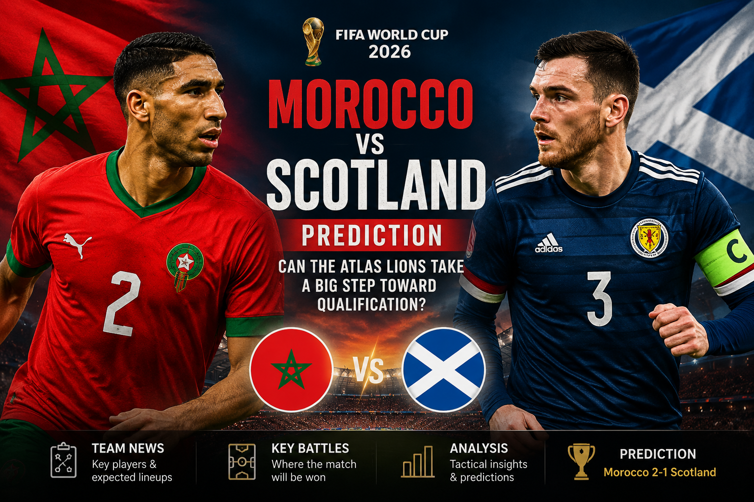 Morocco vs Scotland Prediction: Can the Atlas Lions Take a Big Step Toward Qualification?