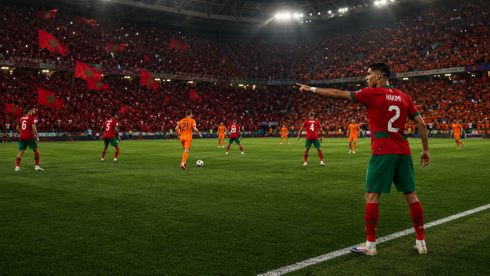 Morocco's defensive shape against the Netherlands during a tactical World Cup analysis.